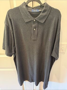 Ralph Lauren Men's Dark Charcoal Polo with Purple Pony